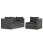vidaXL Set de muebles de jardín 3 pzas y cojines ratán sintético gris vidaXL Set de muebles de jardín 3 pzas y cojines ratán sintético gris