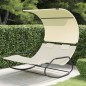 vidaXL Tumbona mecedora doble con toldo color crema vidaXL Tumbona mecedora doble con toldo color crema