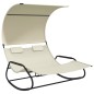 vidaXL Tumbona mecedora doble con toldo color crema vidaXL Tumbona mecedora doble con toldo color crema