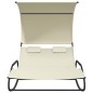 vidaXL Tumbona mecedora doble con toldo color crema vidaXL Tumbona mecedora doble con toldo color crema