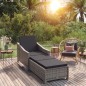 vidaXL Tumbona de jardín con cojín de ratán sintético gris oscuro