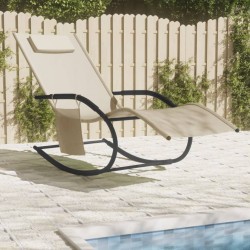 vidaXL Tumbona mecedora de acero y textilene crema