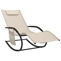 vidaXL Tumbona mecedora de acero y textilene crema