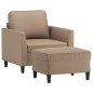 vidaXL Sillón con taburete cuero sintético color capuchino 60 cm vidaXL Sillón con taburete cuero sintético color capuchino 60 cm