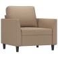 vidaXL Sillón con taburete cuero sintético color capuchino 60 cm vidaXL Sillón con taburete cuero sintético color capuchino 60 cm