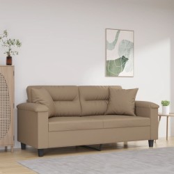 vidaXL Sofá de 2 plazas con cojines cuero sintético capuchino 140 cm