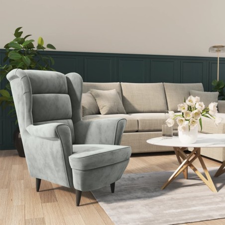 vidaXL Sillón de terciopelo gris claro