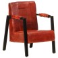 vidaXL Sillón de cuero de cabra real marrón oscuro 60x80x87 cm