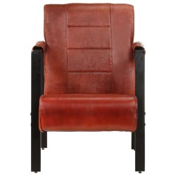 vidaXL Sillón de cuero de cabra real marrón oscuro 60x80x87 cm