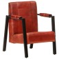 vidaXL Sillón de cuero de cabra real marrón oscuro 60x80x87 cm