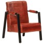 vidaXL Sillón de cuero de cabra real marrón oscuro 60x80x87 cm