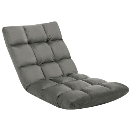 vidaXL Tumbona de suelo plegable microfibra gris oscuro