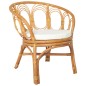 vidaXL Silla de comedor con cojín ratán natural y lino marrón claro vidaXL Silla de comedor con cojín ratán natural y lino marrón claro