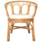 vidaXL Silla de comedor con cojín ratán natural y lino marrón claro vidaXL Silla de comedor con cojín ratán natural y lino marrón claro