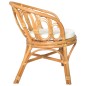 vidaXL Silla de comedor con cojín ratán natural y lino marrón claro vidaXL Silla de comedor con cojín ratán natural y lino marrón claro