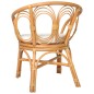 vidaXL Silla de comedor con cojín ratán natural y lino marrón claro vidaXL Silla de comedor con cojín ratán natural y lino marrón claro