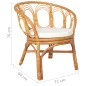 vidaXL Silla de comedor con cojín ratán natural y lino marrón claro vidaXL Silla de comedor con cojín ratán natural y lino marrón claro