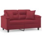 vidaXL Sofá de 2 plazas con cojines cuero sintético rojo tinto 120 cm vidaXL Sofá de 2 plazas con cojines cuero sintético rojo tinto 120 cm