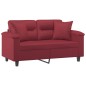 vidaXL Sofá de 2 plazas con cojines cuero sintético rojo tinto 120 cm vidaXL Sofá de 2 plazas con cojines cuero sintético rojo tinto 120 cm