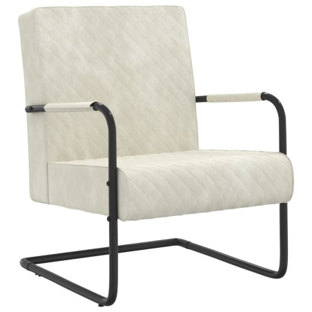 vidaXL Silla voladiza de terciopelo blanco crema