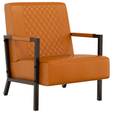 vidaXL Sillón de cuero sintético marrón
