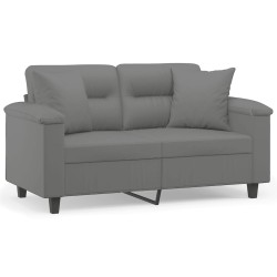 vidaXL Sofá de 2 plazas con cojines tela microfibra gris oscuro 120 cm