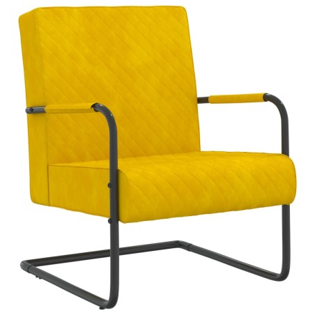 vidaXL Silla voladiza de terciopelo amarillo mostaza