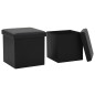 vidaXL Taburetes de almacenaje plegables 2 uds cuero sintético negro vidaXL Taburetes de almacenaje plegables 2 uds cuero sintético negro