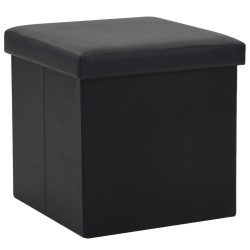 vidaXL Taburetes de almacenaje plegables 2 uds cuero sintético negro