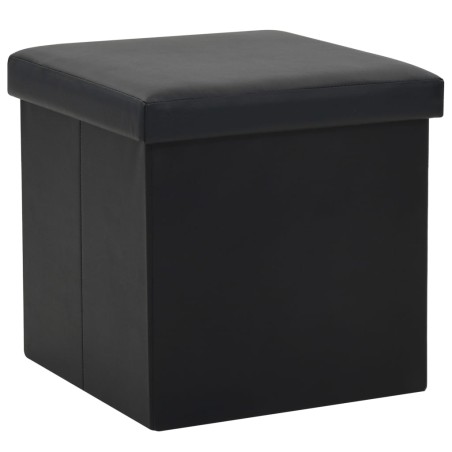 vidaXL Taburete con almacenaje plegable cuero sintético negro