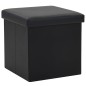 vidaXL Taburete con almacenaje plegable cuero sintético negro vidaXL Taburete con almacenaje plegable cuero sintético negro