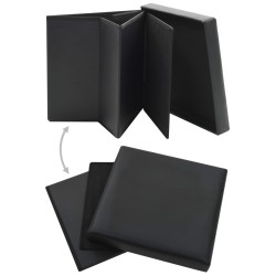 vidaXL Taburete con almacenaje plegable cuero sintético negro