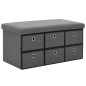vidaXL Banco almacenaje plegable lino sintético 76x38x38 gris oscuro vidaXL Banco almacenaje plegable lino sintético 76x38x38 gris oscuro