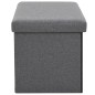 vidaXL Banco almacenaje plegable lino sintético 76x38x38 gris oscuro vidaXL Banco almacenaje plegable lino sintético 76x38x38 gris oscuro