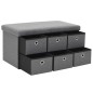 vidaXL Banco almacenaje plegable lino sintético 76x38x38 gris oscuro vidaXL Banco almacenaje plegable lino sintético 76x38x38 gris oscuro