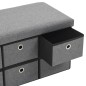vidaXL Banco almacenaje plegable lino sintético 76x38x38 gris oscuro vidaXL Banco almacenaje plegable lino sintético 76x38x38 gris oscuro