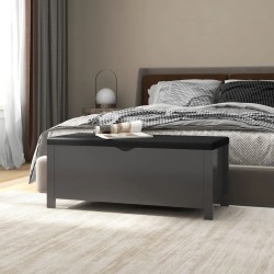 vidaXL Caja de almacenaje y cojín madera ingeniería gris 105x40x45 cm