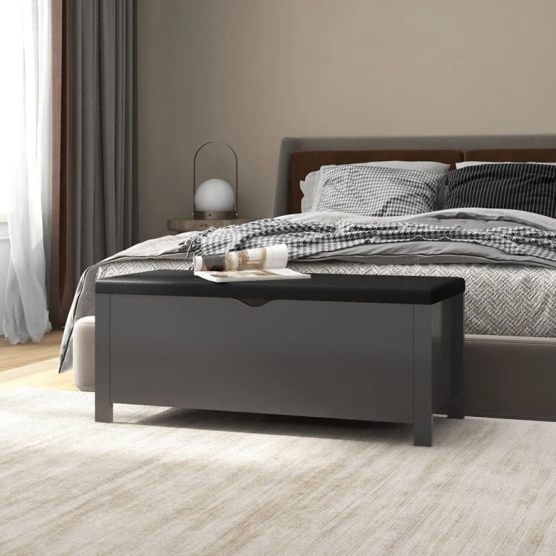 vidaXL Caja de almacenaje y cojín madera ingeniería gris 105x40x45 cm