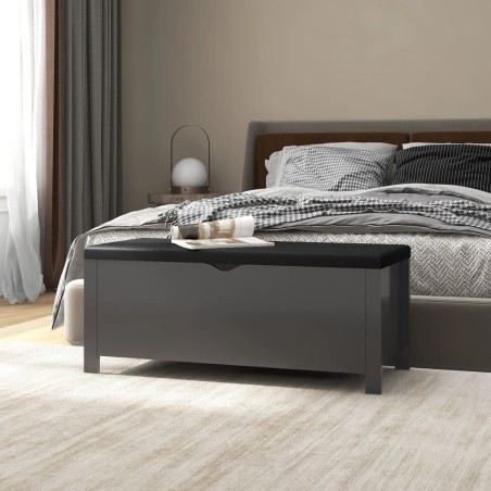 vidaXL Caja de almacenaje y cojín madera ingeniería gris 105x40x45 cm