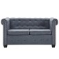 vidaXL Sofá Chesterfield de 2 plazas piel de ante artificial gris vidaXL Sofá Chesterfield de 2 plazas piel de ante artificial gris