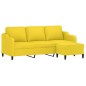 vidaXL Sofá de 3 plazas con taburete de tela amarillo claro 180 cm vidaXL Sofá de 3 plazas con taburete de tela amarillo claro 180 cm