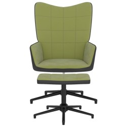 vidaXL Silla de relajación con reposapiés terciopelo y PVC verde claro