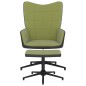 vidaXL Silla de relajación con reposapiés terciopelo y PVC verde claro vidaXL Silla de relajación con reposapiés terciopelo y PVC verde claro