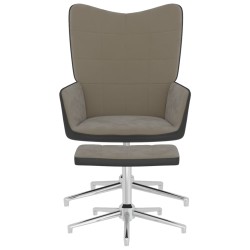 vidaXL Silla de relajación con reposapiés terciopelo y PVC gris claro