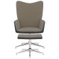 vidaXL Silla de relajación con reposapiés terciopelo y PVC gris claro vidaXL Silla de relajación con reposapiés terciopelo y PVC gris claro