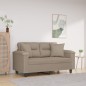 vidaXL Sofá de 2 plazas con cojines tela microfibra gris taupe 120 cm vidaXL Sofá de 2 plazas con cojines tela microfibra gris taupe 120 cm