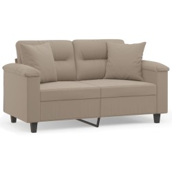 vidaXL Sofá de 2 plazas con cojines tela microfibra gris taupe 120 cm