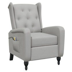 vidaXL Sillón de masaje reclinable de tela gris claro