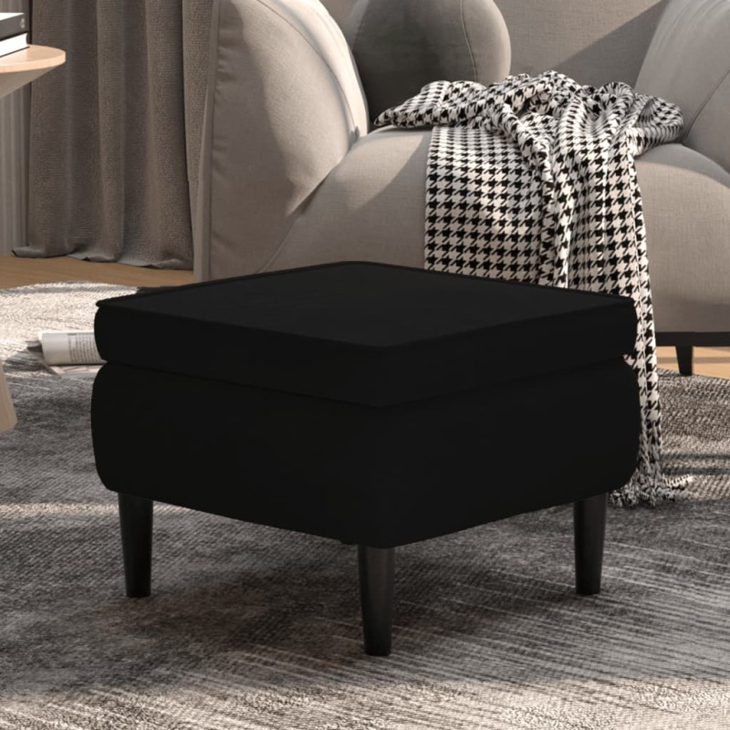 vidaXL Taburete con patas de madera terciopelo negro vidaXL Taburete con patas de madera terciopelo negro