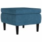 vidaXL Taburete con patas de madera terciopelo azul vidaXL Taburete con patas de madera terciopelo azul